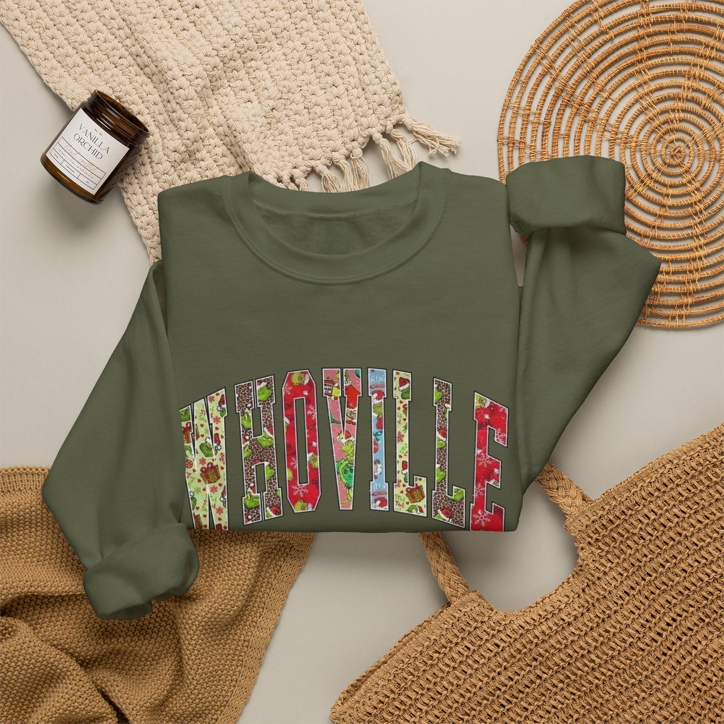 Whoville Graphic Grinch Christmas Sweater NEW Heavy Blend™ Crewneck Sweatshirt