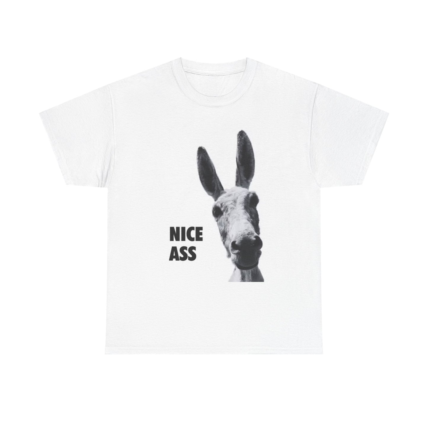 Nice Ass T Shirt Funny Donkey Animal Jokes Comedy Gift Unisex Heavy Cotton Tee