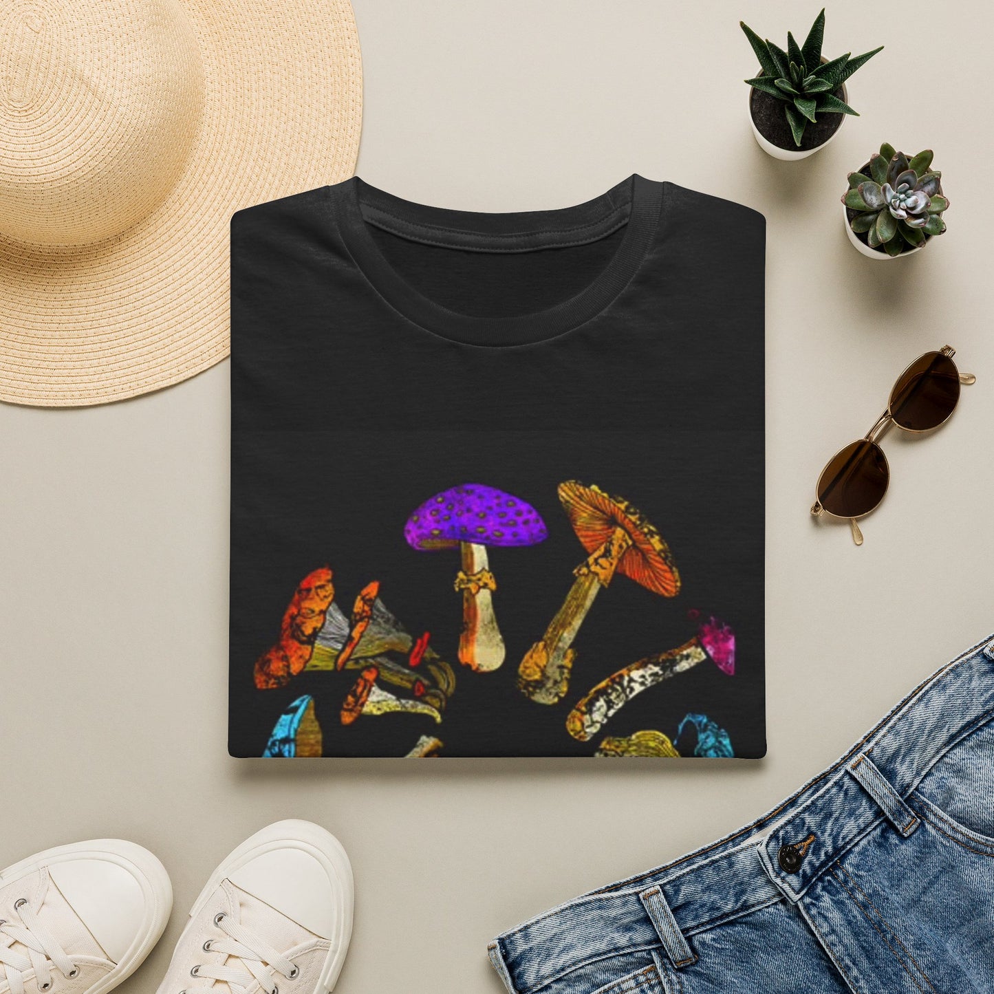 Trippy Mushroom graphic T Shirt Retro Rainbow Unisex Softstyle T-Shirt