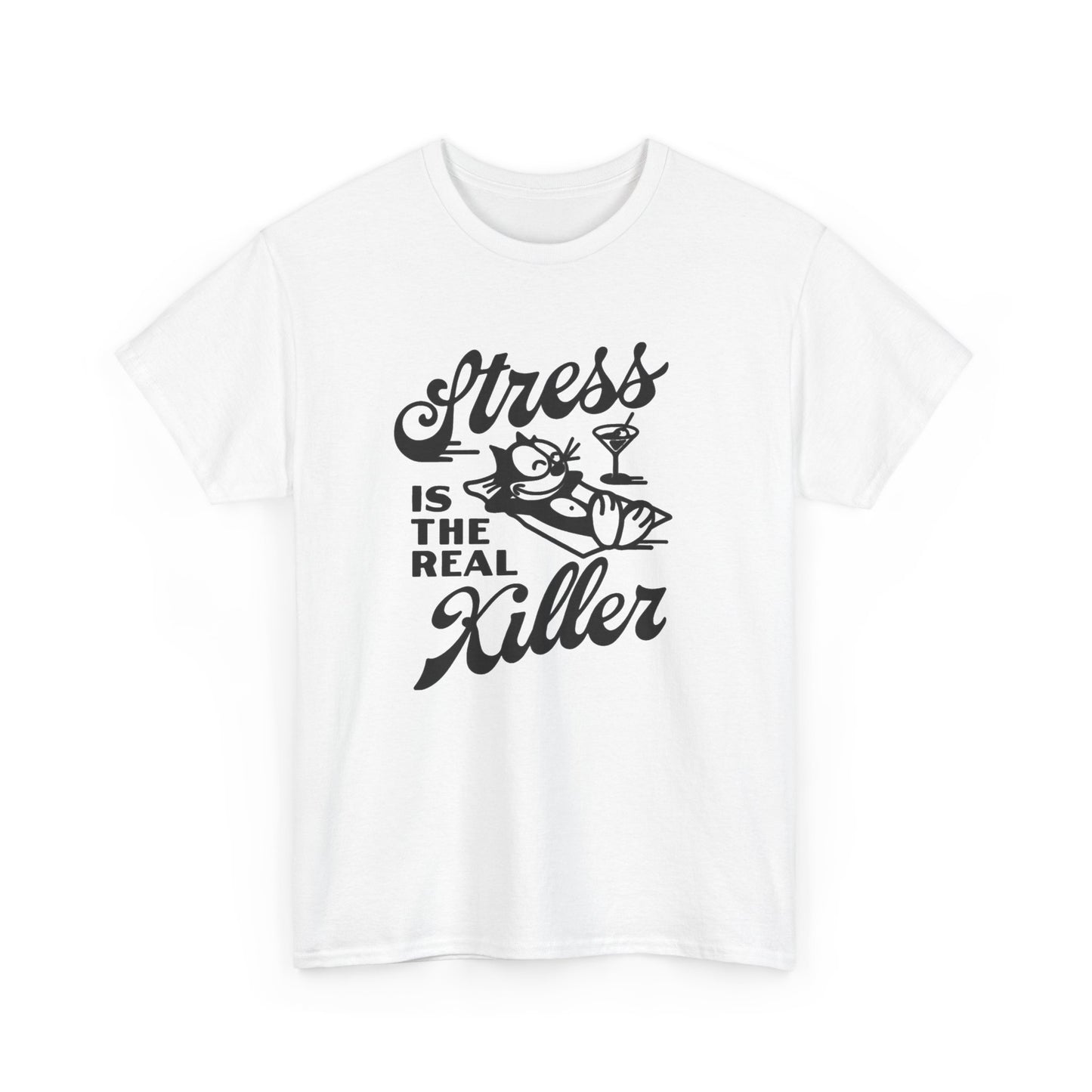 Stress Is The Real Killer Graphic T Shirt NEW Vintage Unisex Heavy Cotton Tee