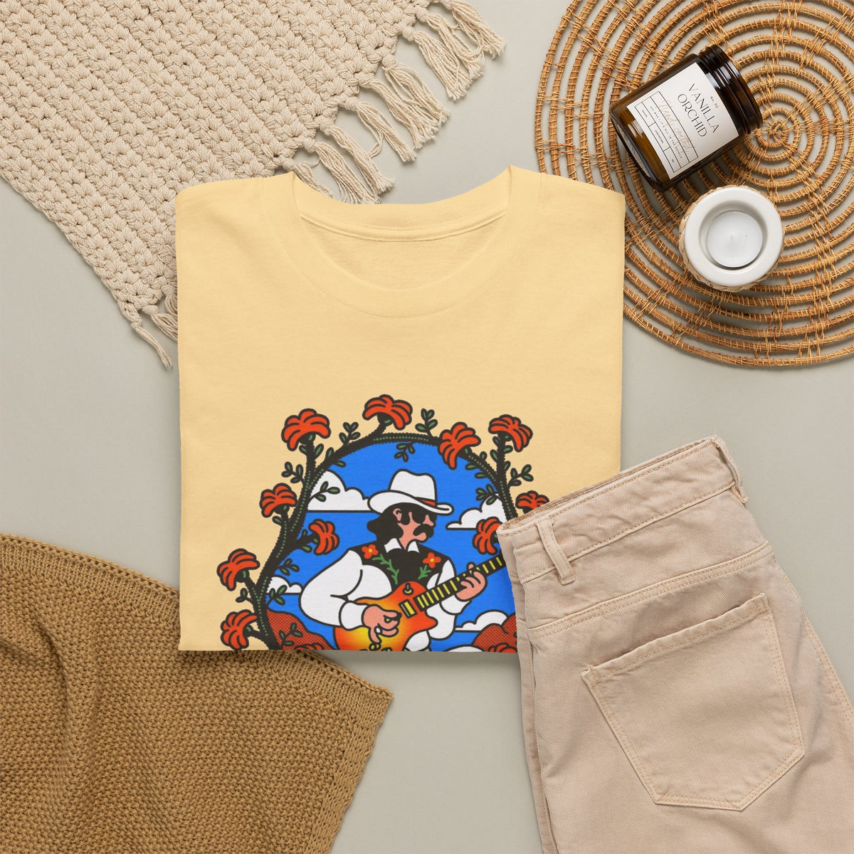 Romanceur Guitar Player Illustration T-Shirt Men's Graphic Tee