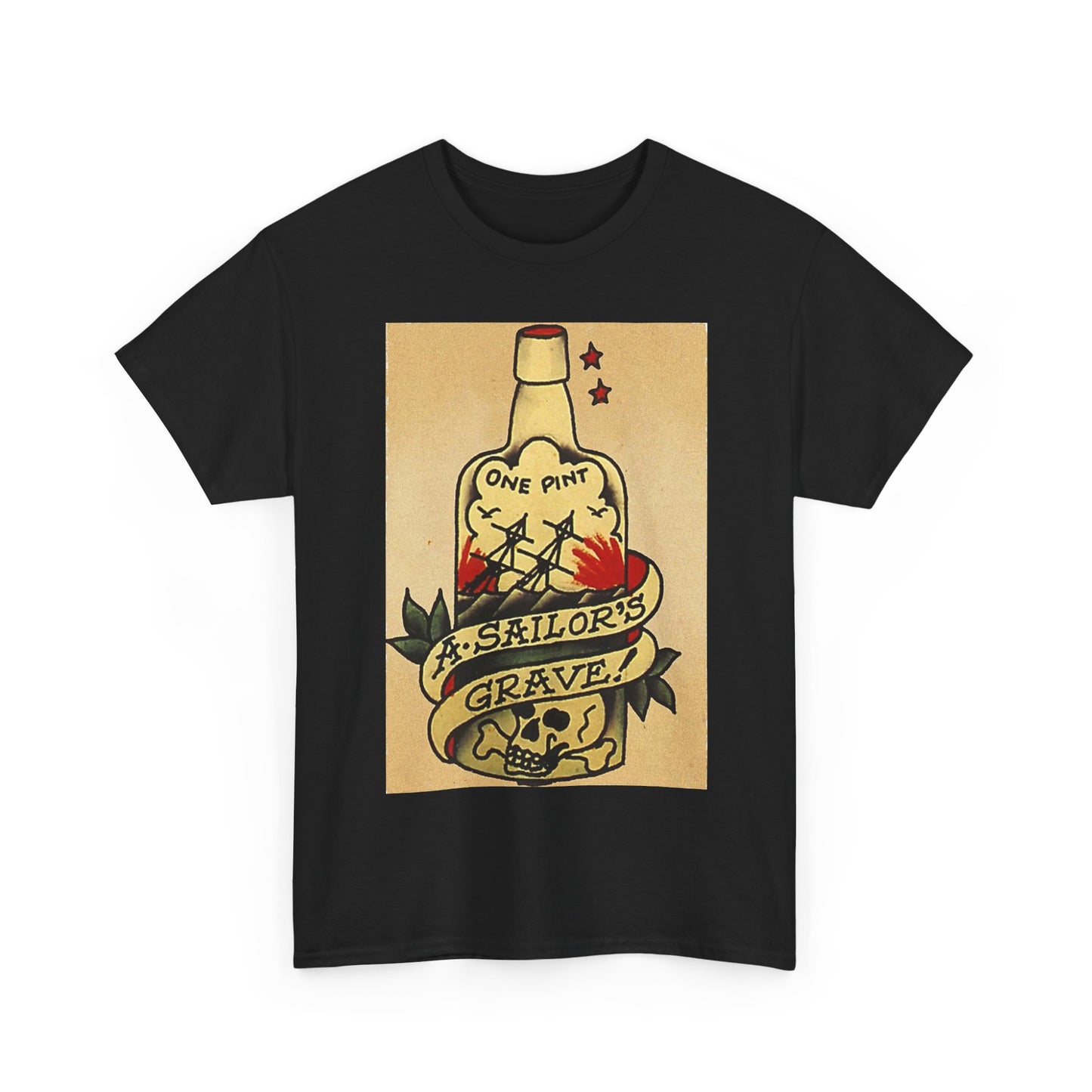 Sailor Jerry Tshirt Vintage Navy Tattoos Sailor Retro Unisex Heavy Cotton Tee 3
