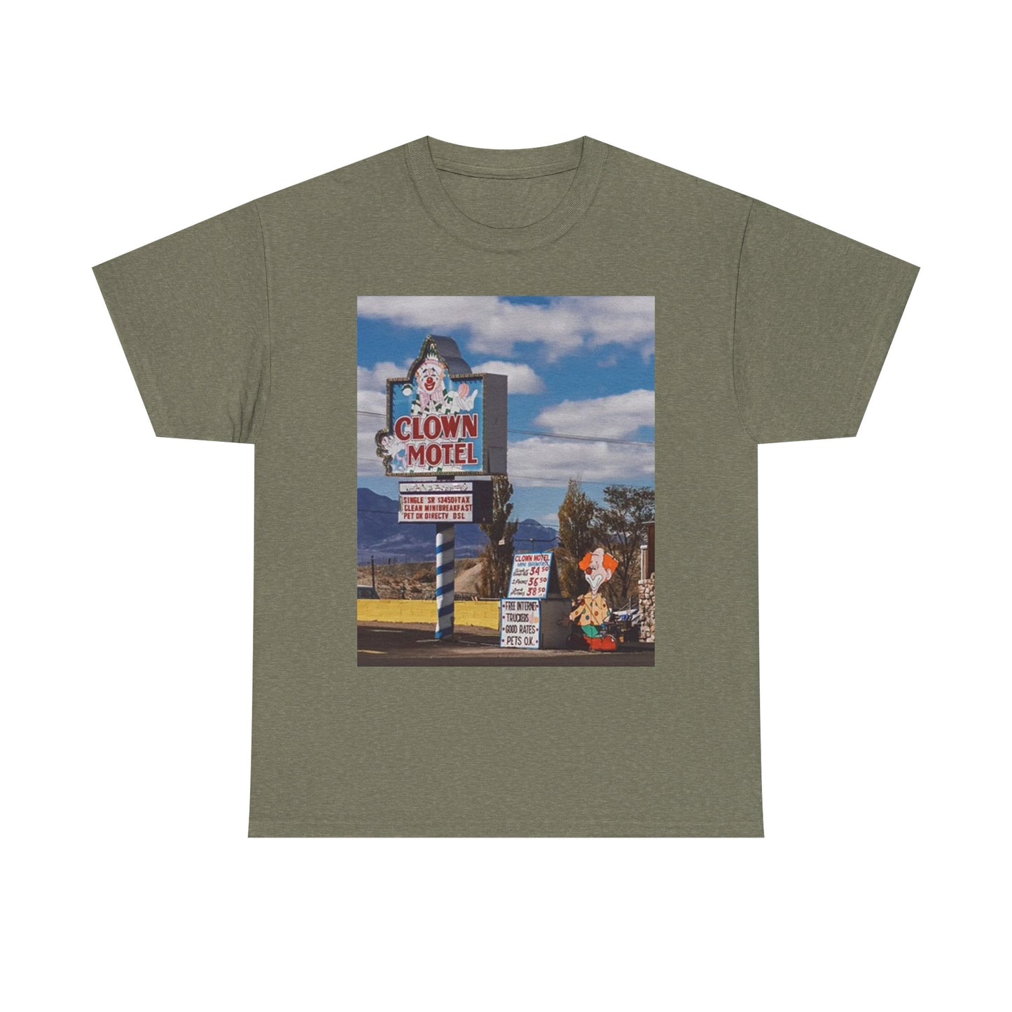Clown Motel Graphic T Shirt Vintage Fair Funny Retro Unisex Heavy Cotton Tee
