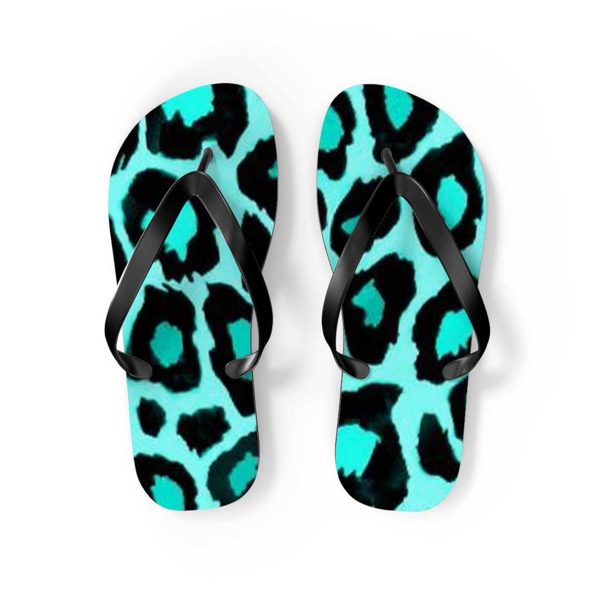 Turquoise Cheetah Beach Sandals, Slides for Summer, Flip Flops, Water Resistant