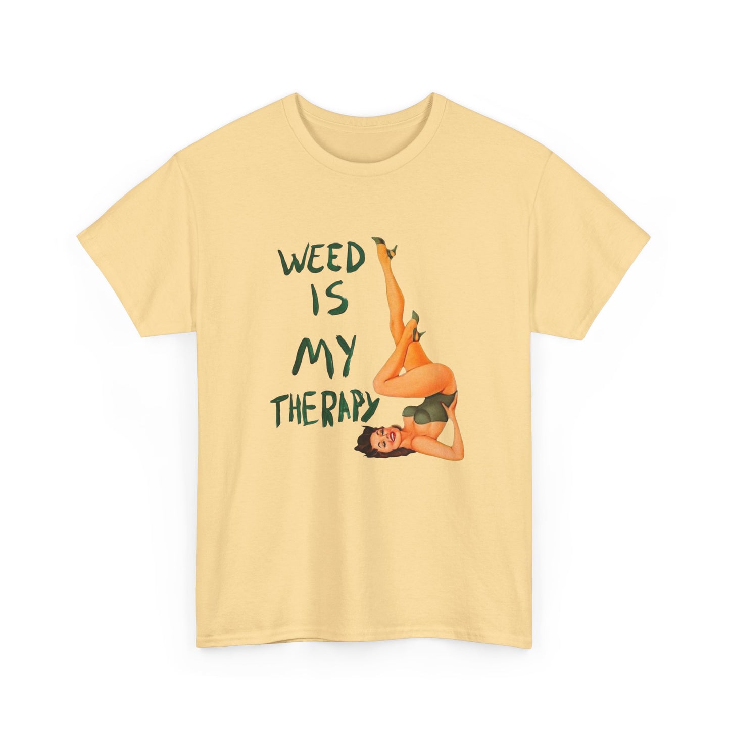 Weed Is My Therapy Graphic T Shirt ADULT NEW Heavy Cotton Tee