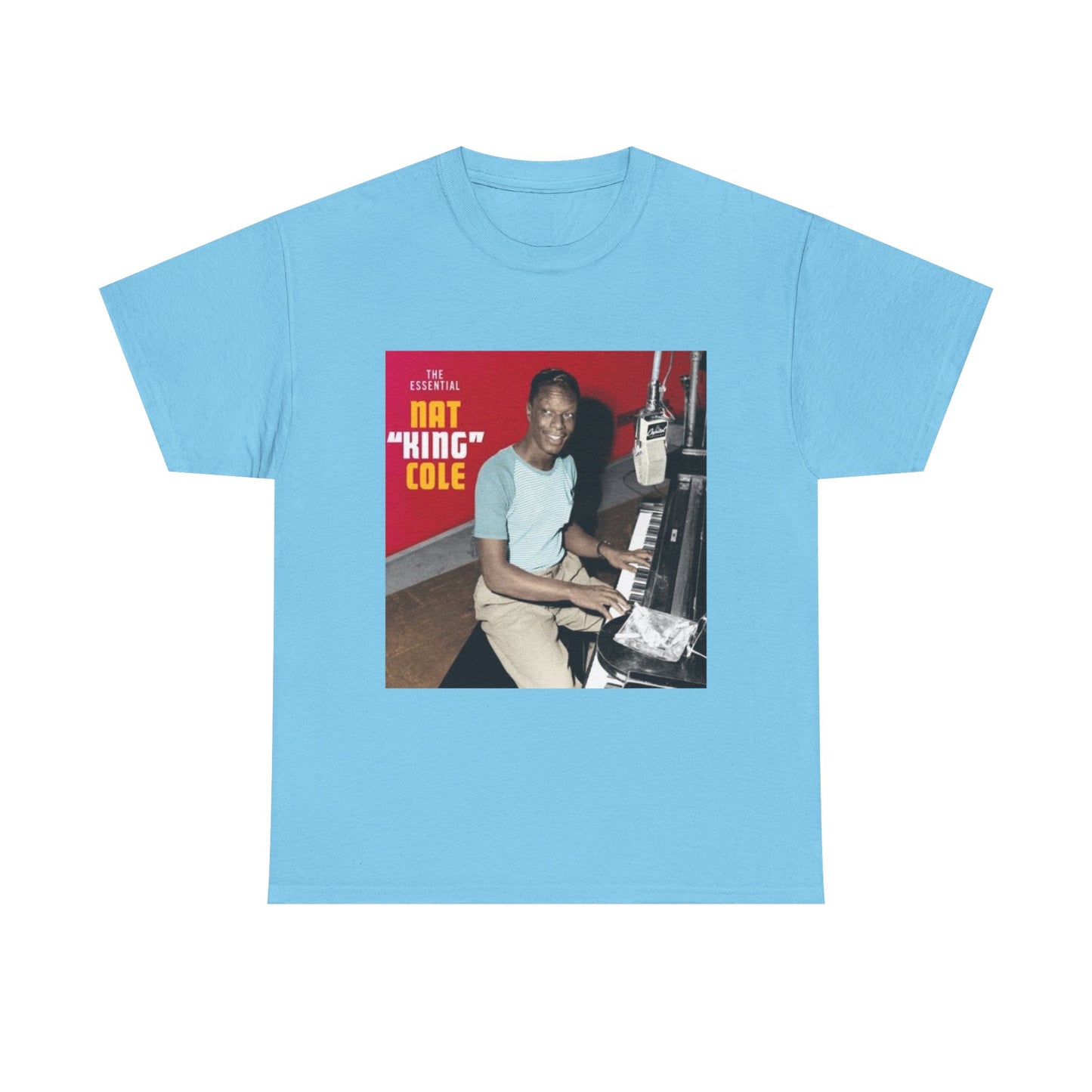 Nat King Cole Tshirt Vintage Piano Concert Poster retro Unisex Heavy Cotton Tee