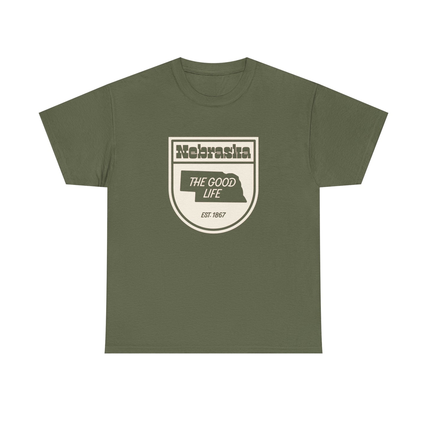 Nebraska The Good Life Graphic T Shirt ADULT NEW Unisex Heavy Cotton Tee