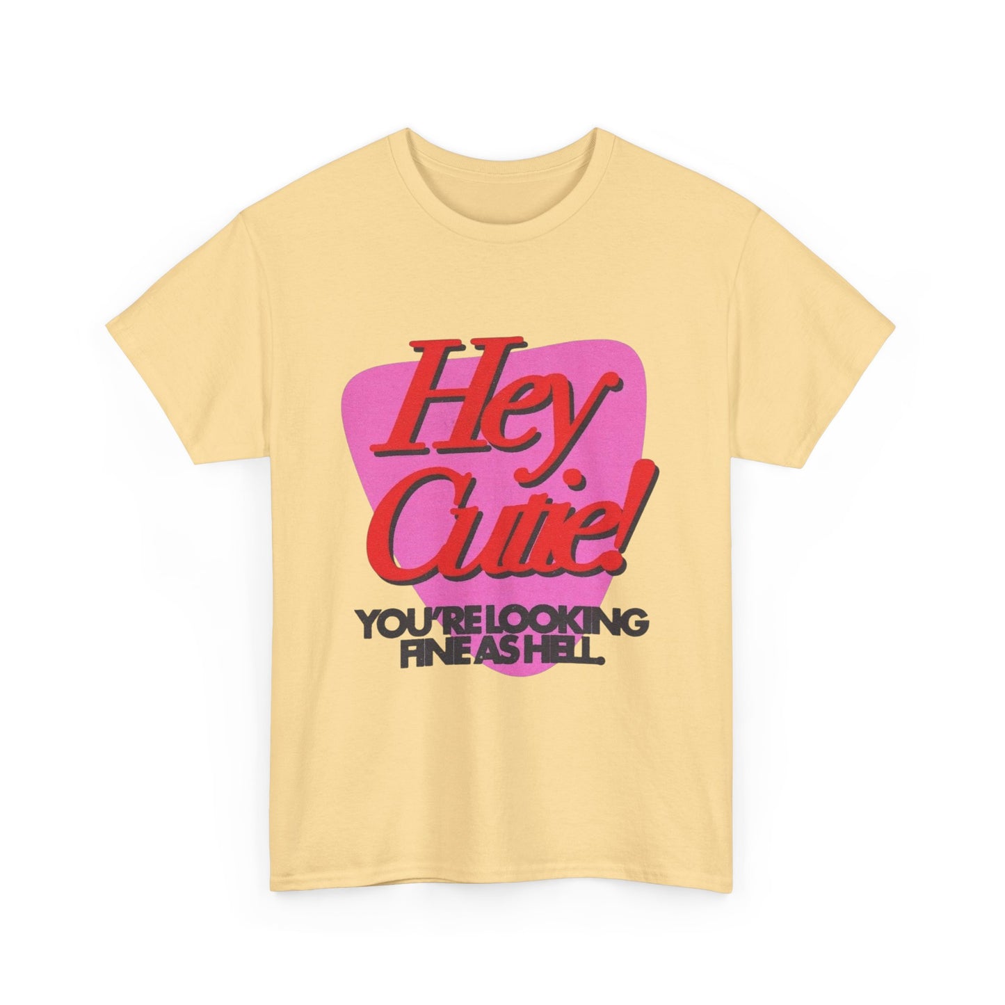 Hey Cutie Funny Love Graphic T Shirt Unisex Heavy Cotton Tee Gift Vintage