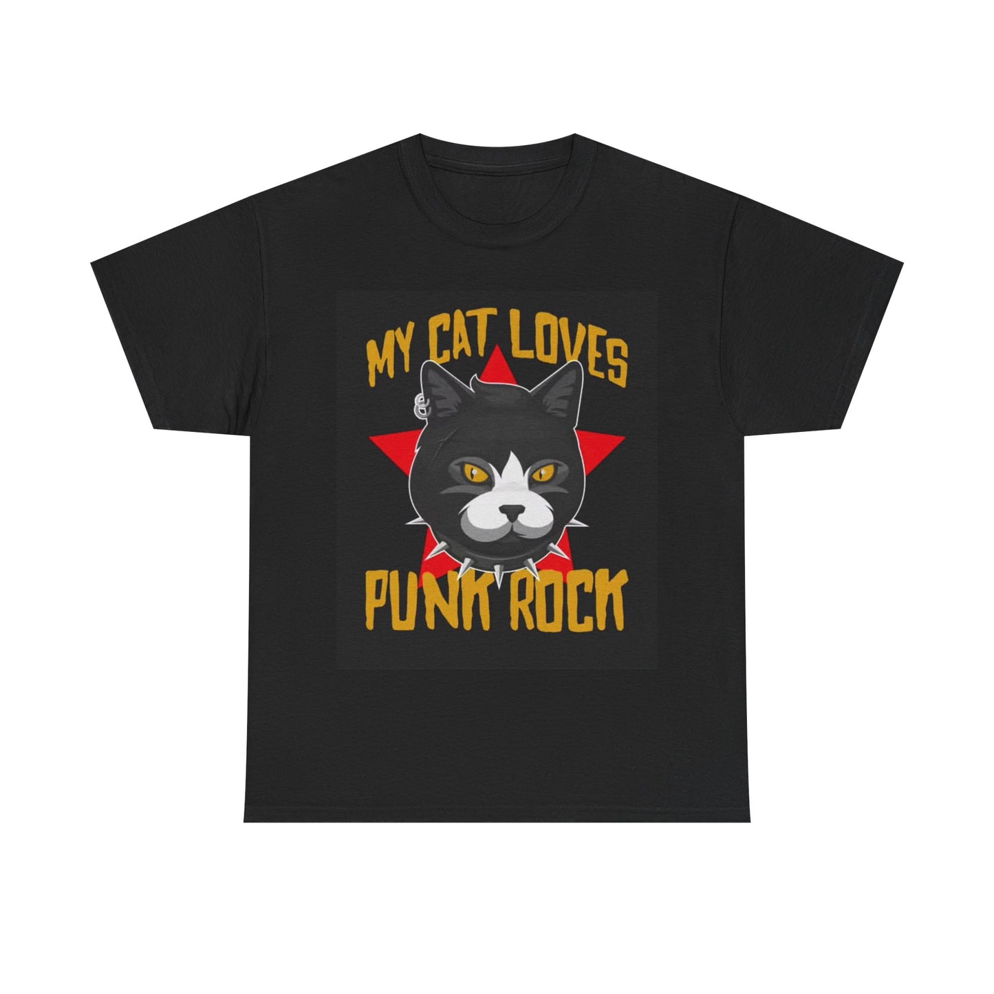 My Cat Loves Punk Rock Tshirt Cats Kittens Funny Gift Unisex Heavy Cotton Tee
