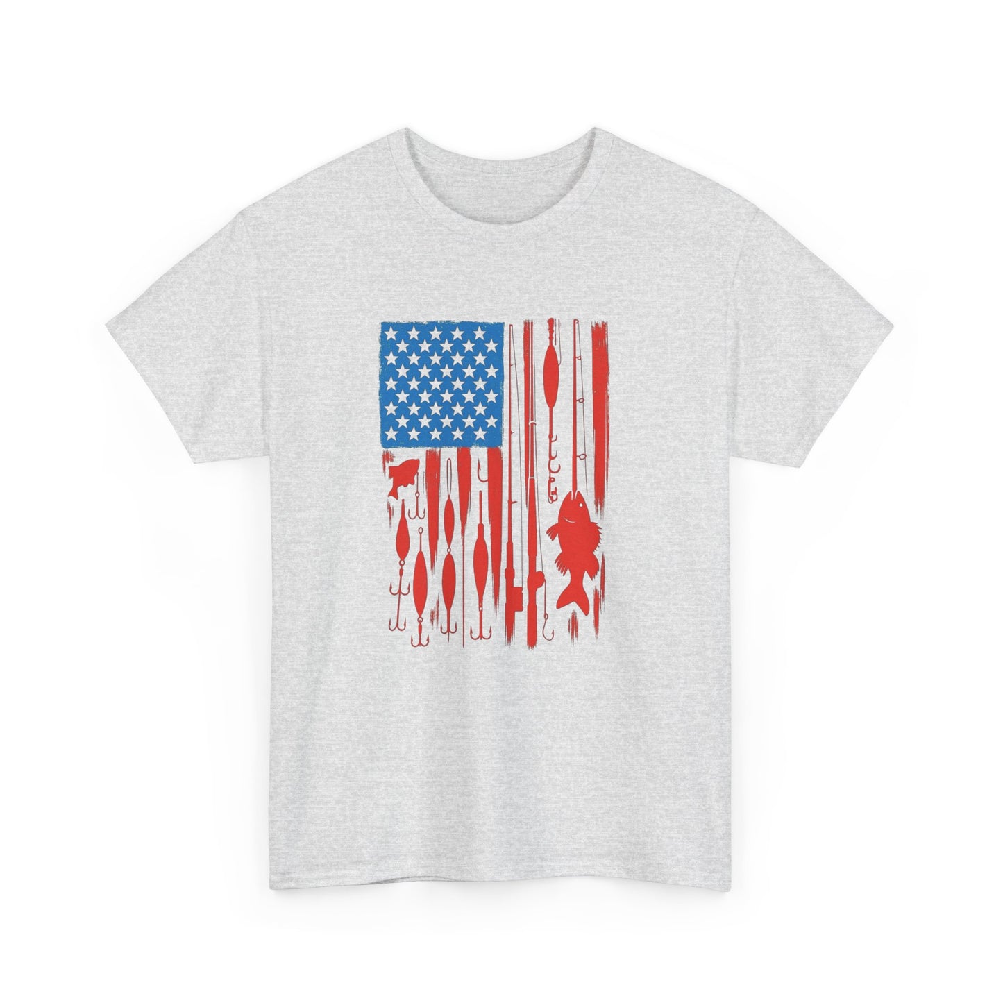 American Flag Fishing Gear Graphic T Shirt Unisex Heavy Cotton Tee Gift