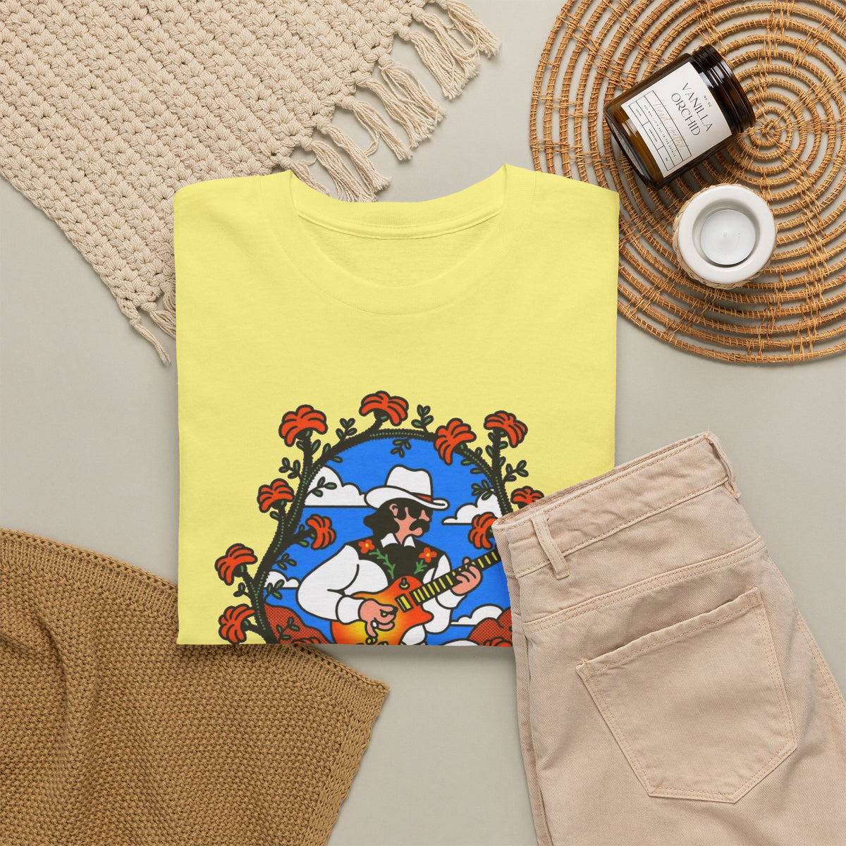 Romanceur Guitar Player Illustration T-Shirt Men's Graphic Tee