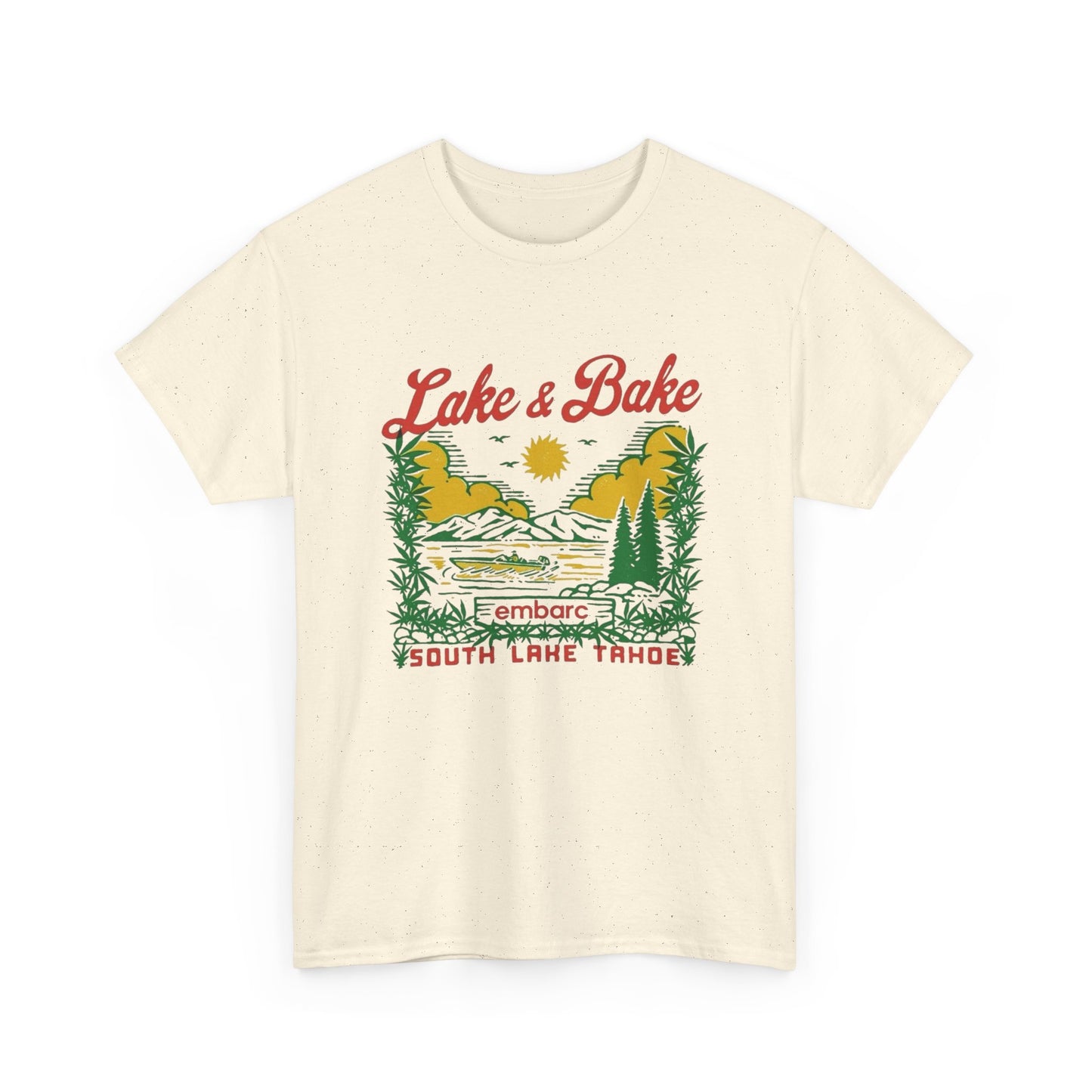 Lake And Bake Tahoe Funny Graphic T Shirt Unisex Heavy Cotton Tee