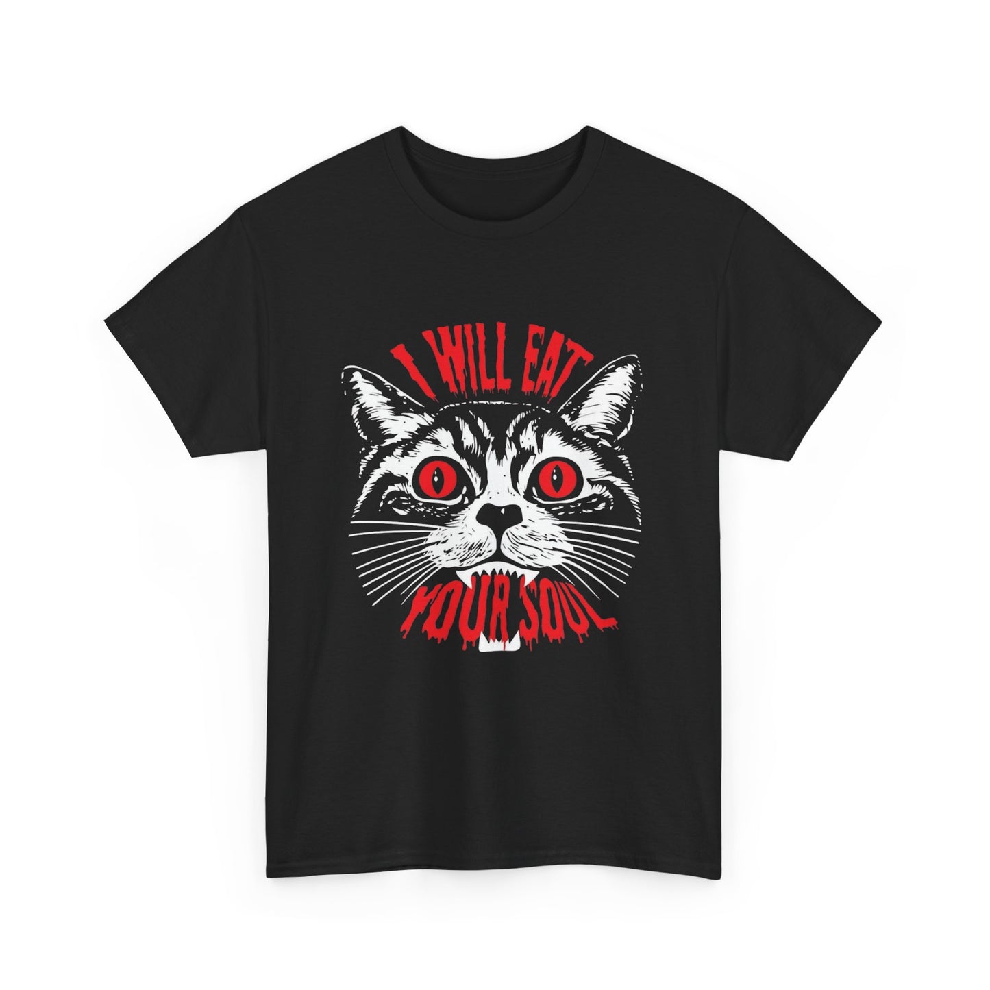 I Will Eat Your Soul Cat Graphic T Shirt Unisex Heavy Cotton Tee