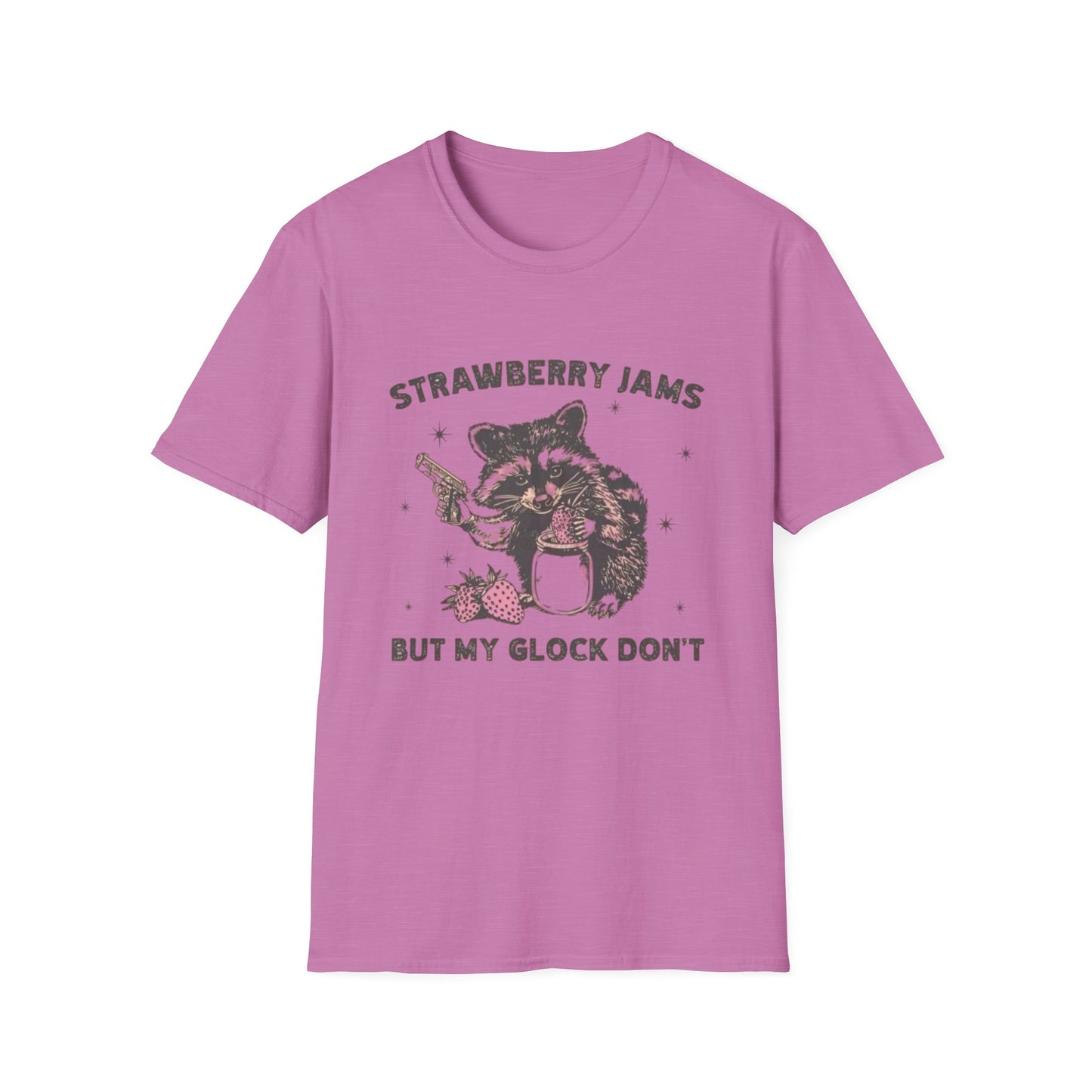 Strawberry Jams But My Glock Dont Graphic T Shirt Funny Joke Unisex Softstyle