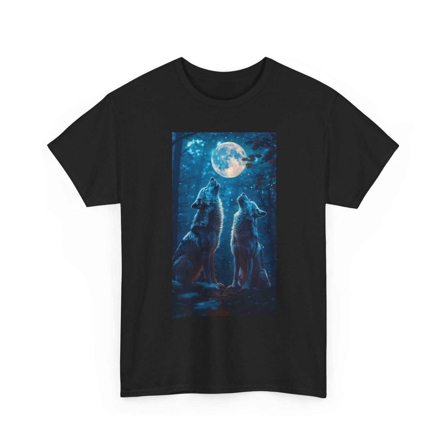 Wolves Howling At The Moon T Shirt Vintage Unisex Heavy Cotton Tee
