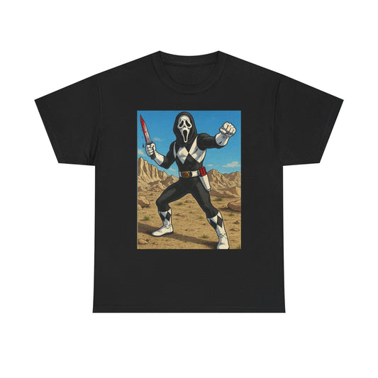 Power Rangers And Scream Funny Graphic T-Shirt Comfy Cotton Tee Brand NEW