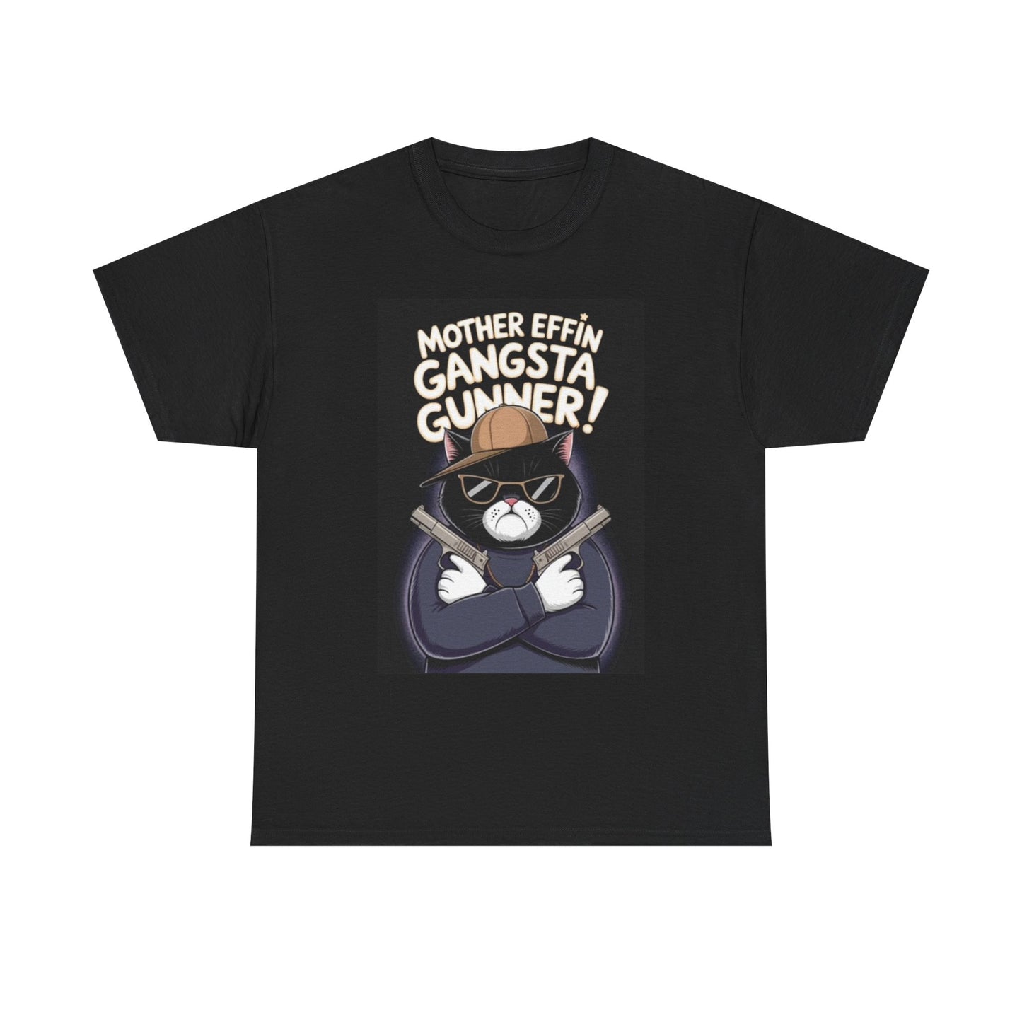 Gangsta Kitty Funny Graphic T Shirt Unisex Heavy Cotton Tee