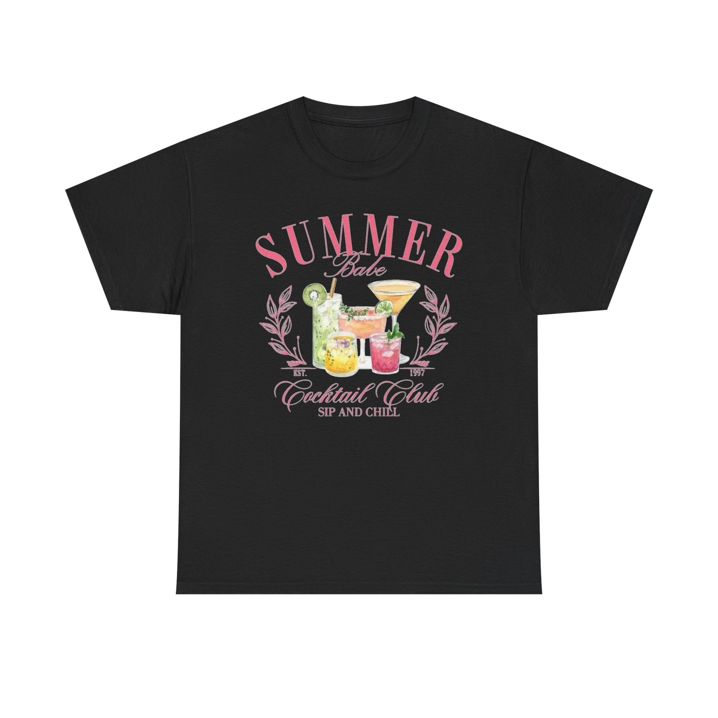 Summer Babe Cocktail Club Graphic T Shirt NEW Unisex Heavy Cotton Tee