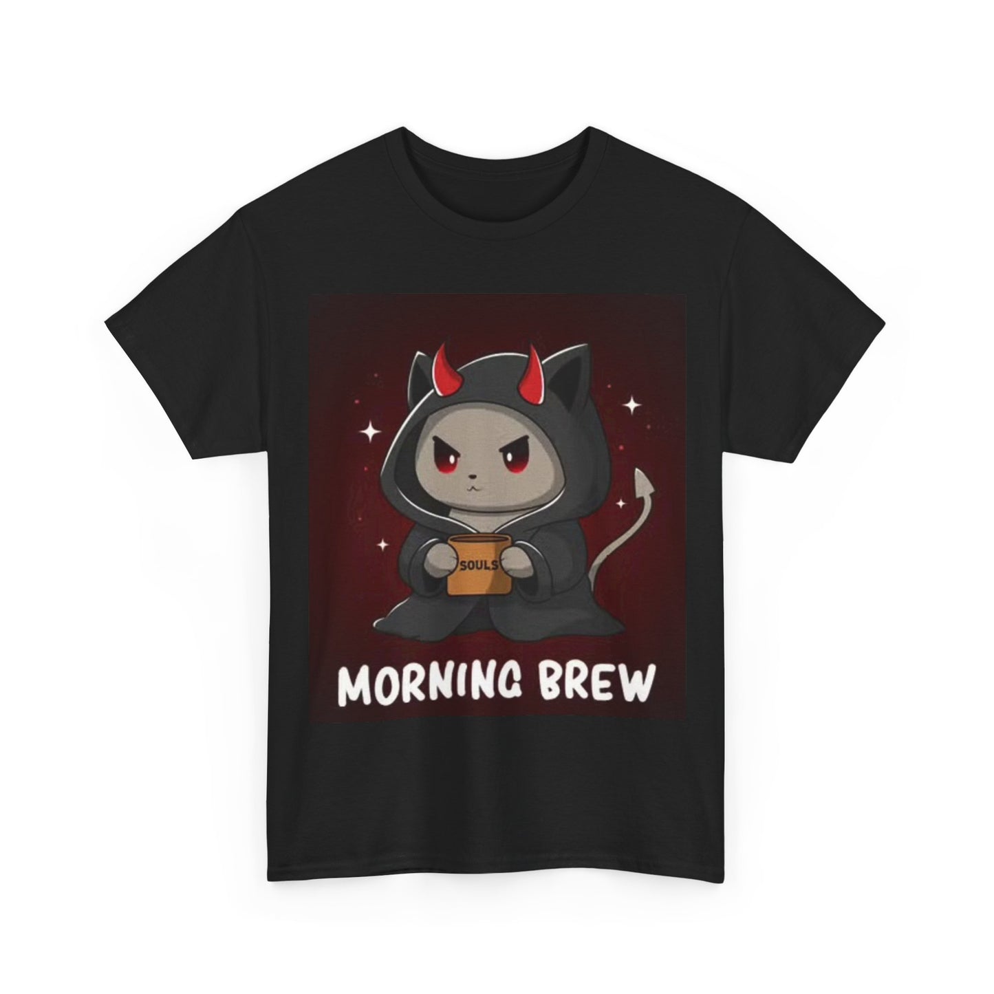 Morning Brew Shirt Evil Kitty Funny Graphic Cats Unisex Heavy Cotton Tee