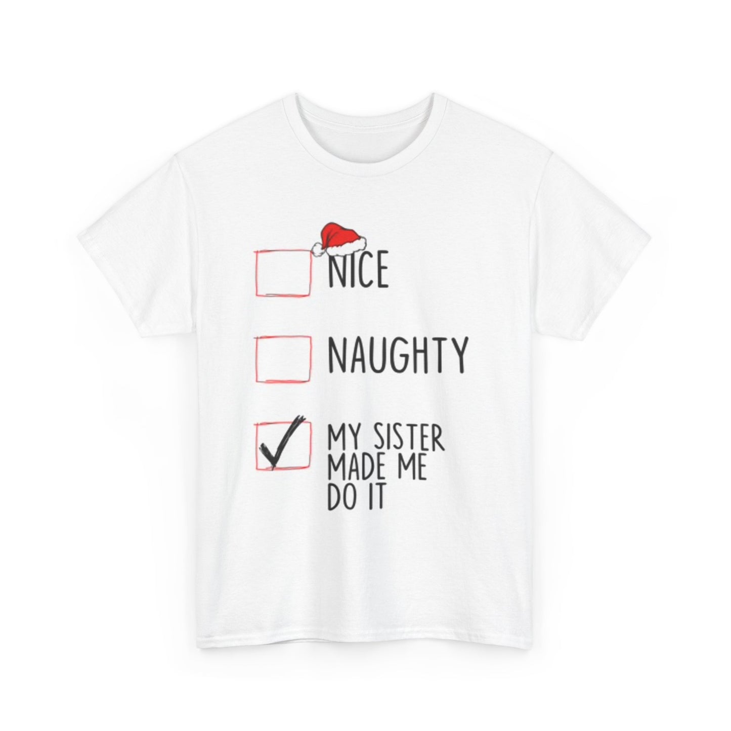 Naughty Nice Graphic T Shirt Funny Christmas Gift Unisex Heavy Cotton Tee