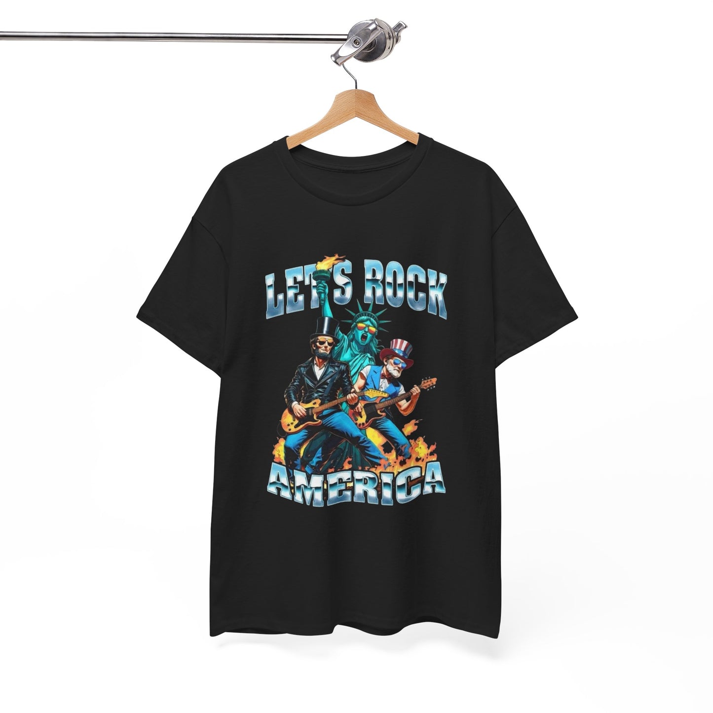 Lets Rock America USA Graphic T Shirt Unisex Heavy Cotton Tee