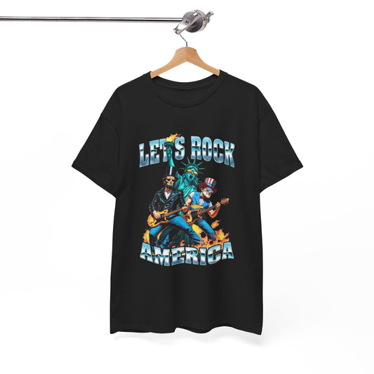 Lets Rock America USA Graphic T Shirt Unisex Heavy Cotton Tee