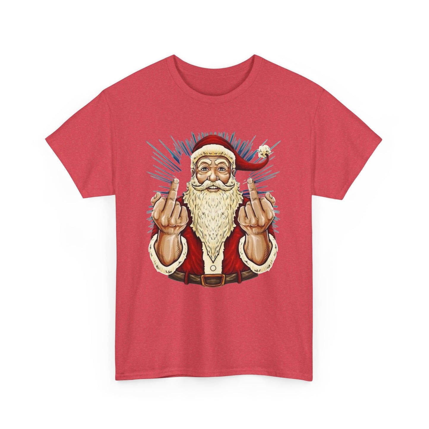 Funny Bad Santa Middle Finger Christmas Graphic T Shirt NEW ADULT