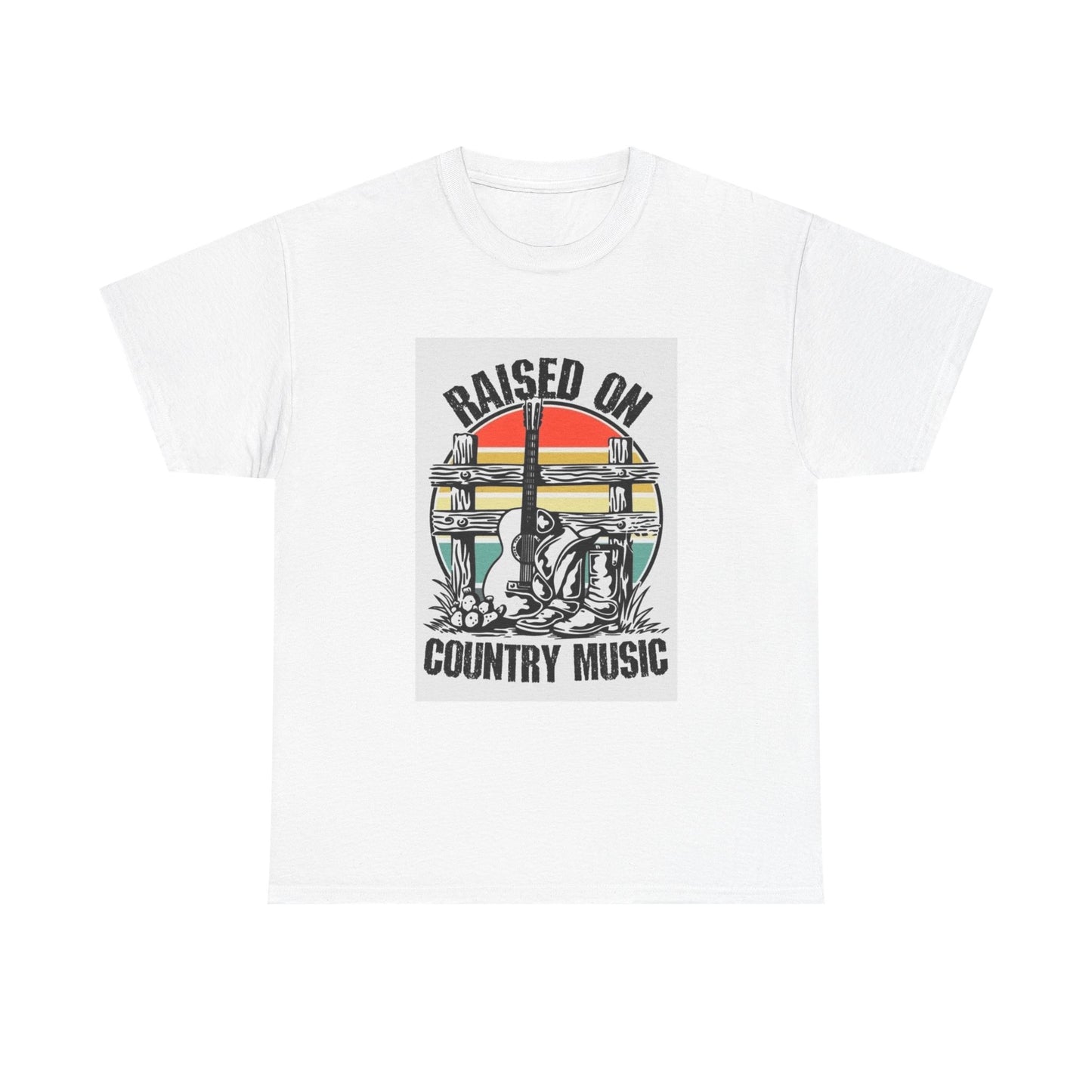 Raised On Country Music Tshirt Retro Music Unisex Heavy Cotton Tee