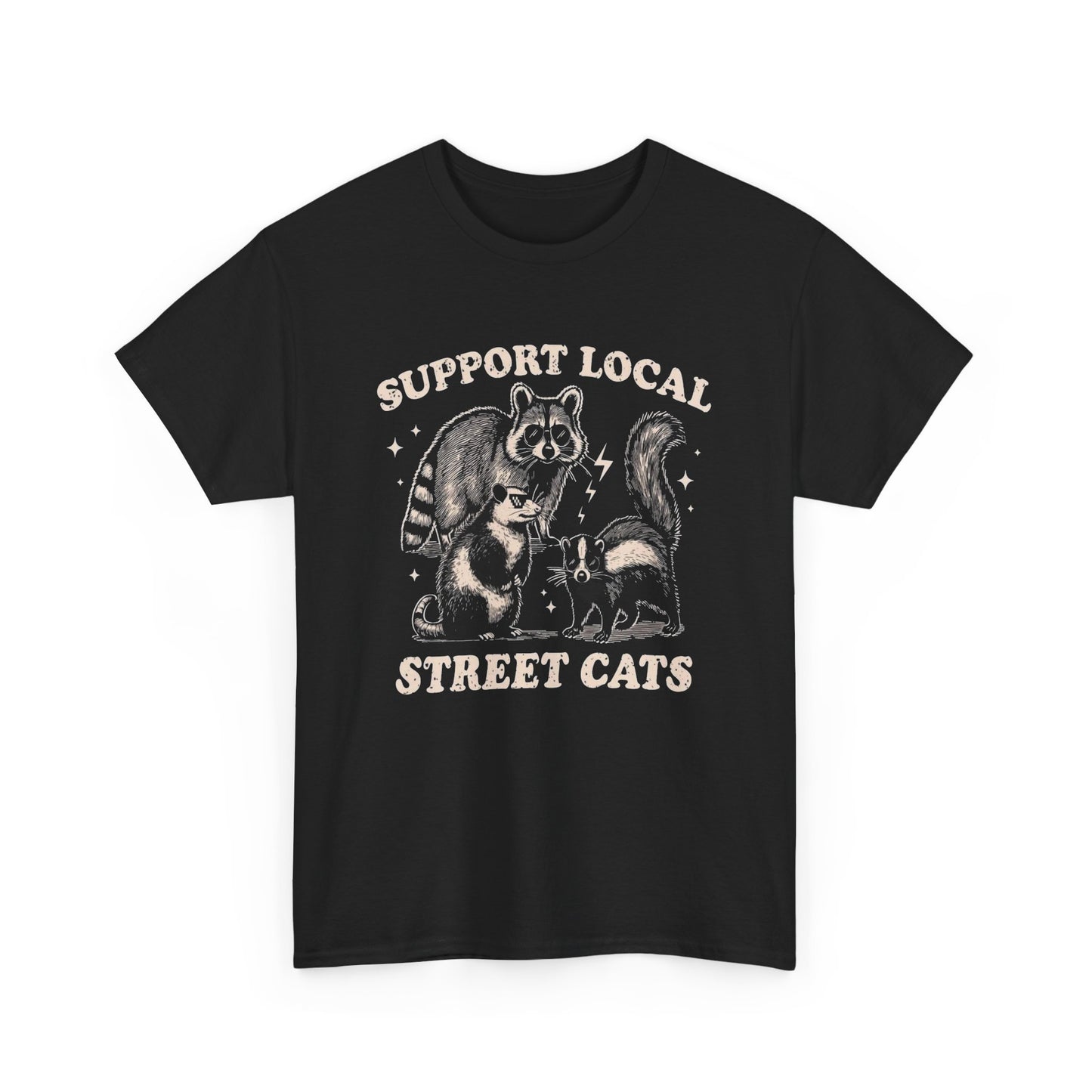 Support Local Street Cats Graphic T Shirt Cotton Tee Retro Gift