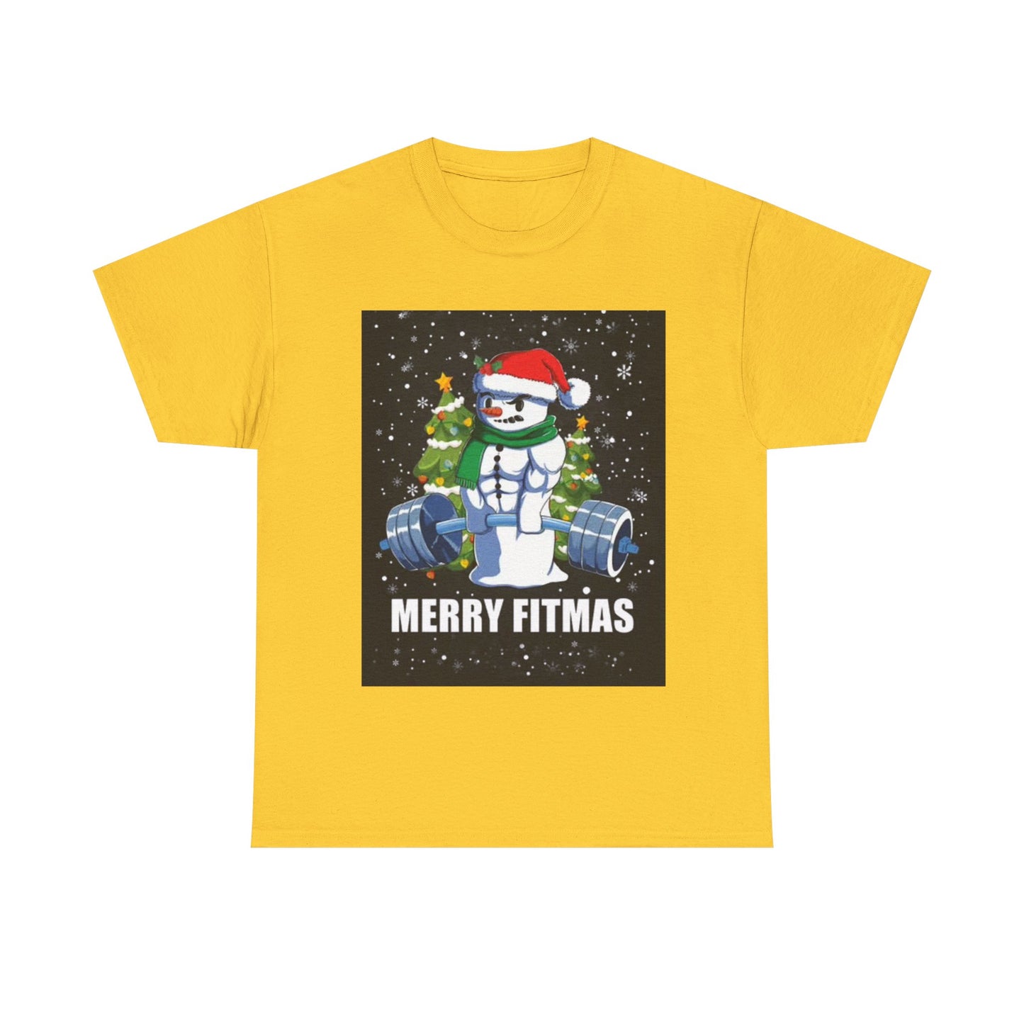 Merry Fitmas Shirt Funny Gym Snowman Christmas Gym Unisex Heavy Cotton Tee