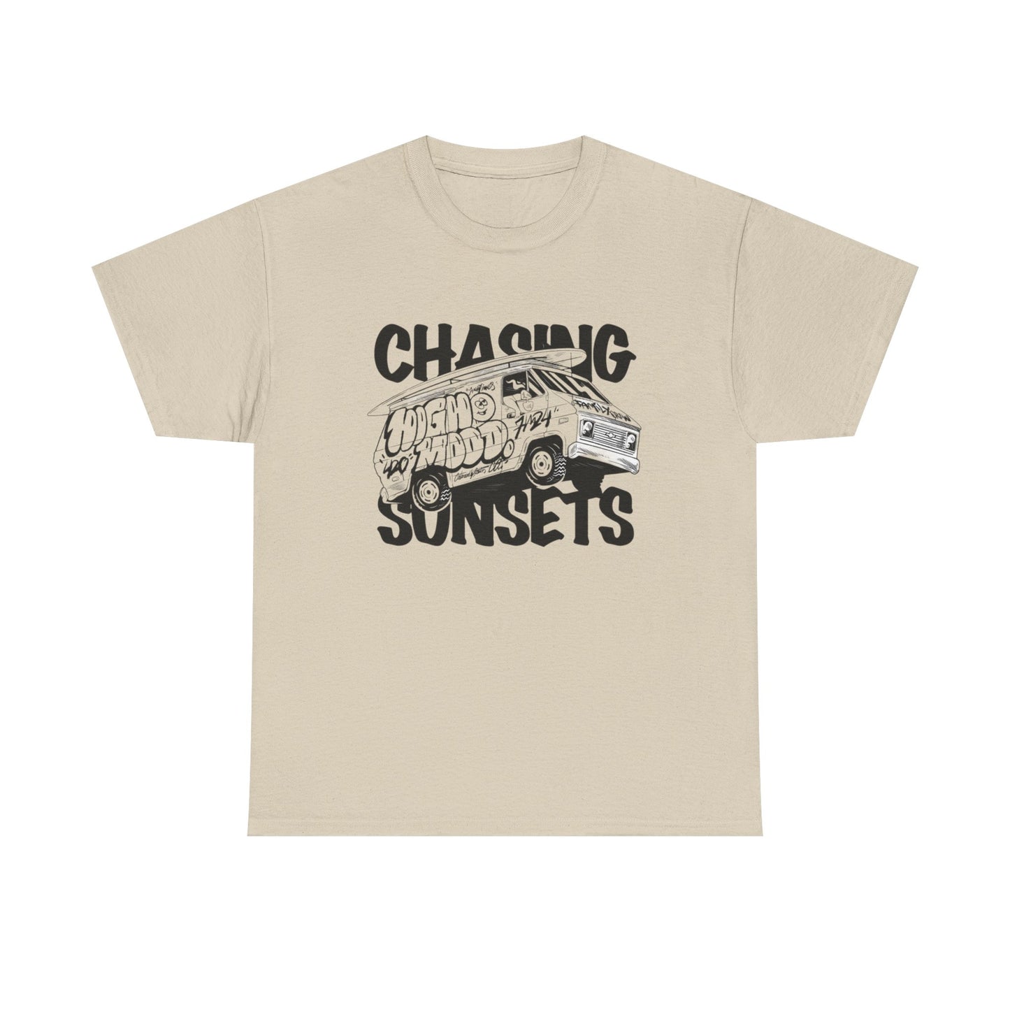 Chasing Sunsets Surfing Graphic T Shirt NEW Unisex Heavy Cotton Tee