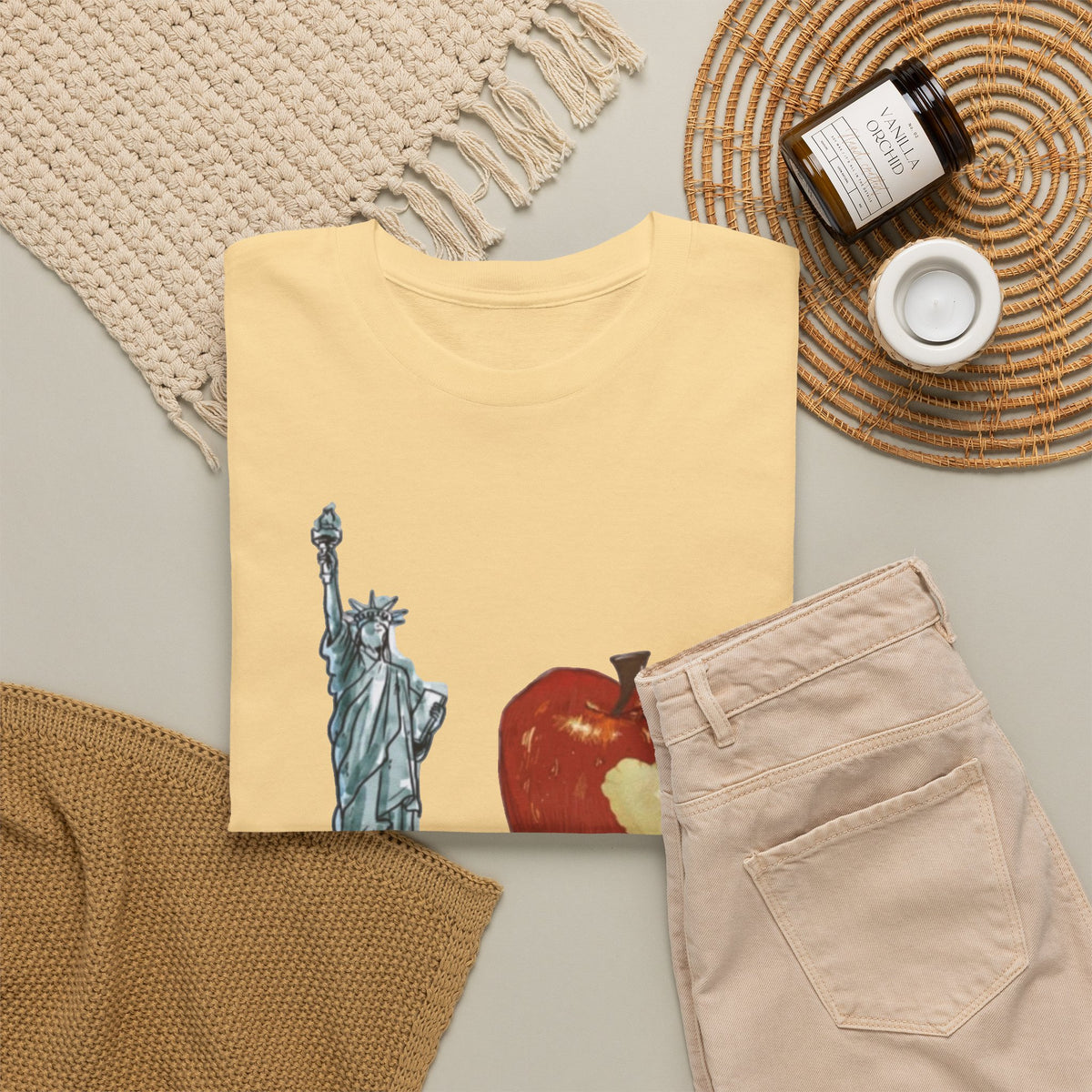 I love New York Graphic T Shirt Vintage Big Apple Men's Heavy Cotton Tee