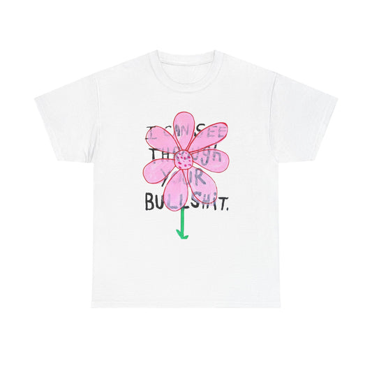 I Can See Through It Flowers Graphic T Shirt Unisex Heavy Cotton Gift Vintage