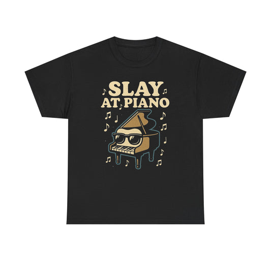 Slay At Piano Art Music Graphic T Shirt Unisex Heavy Cotton Tee