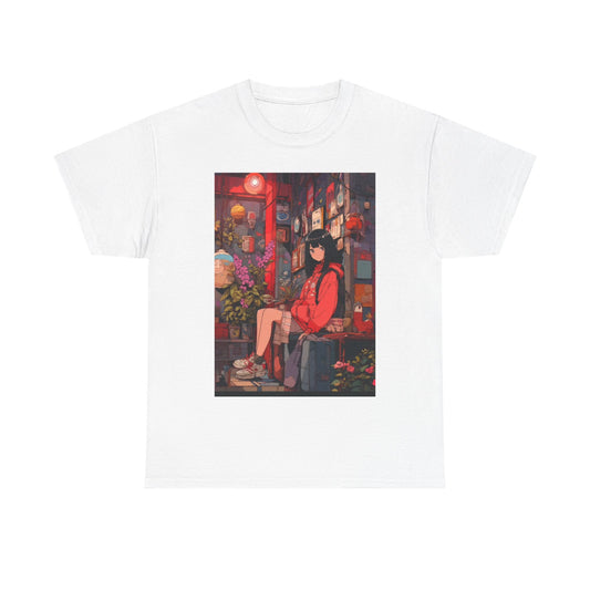Waifu Anime T-shirt Girl Graphic Cartoon Retro Gaming Unisex Heavy Tee Gamer 44