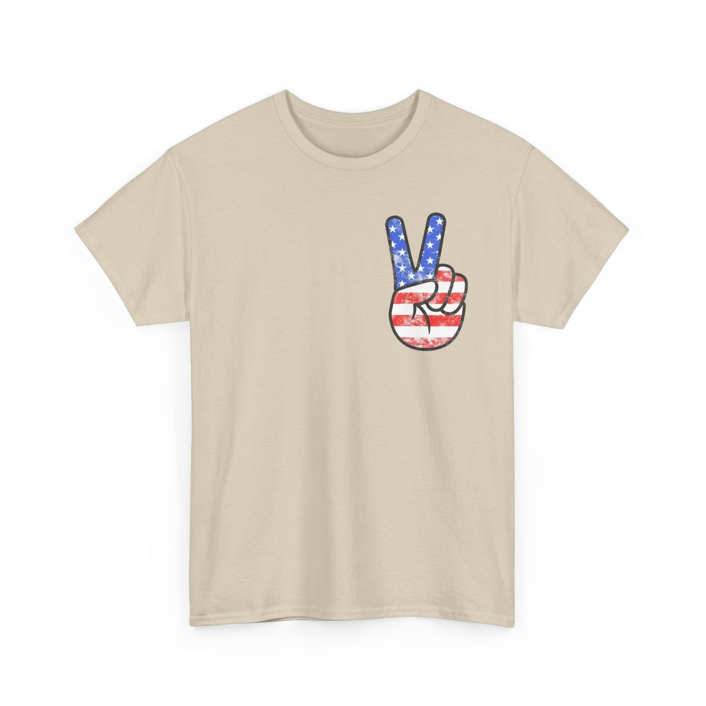 American Flag Peace Sign Retro Graphic T Shirt Adult New Tee