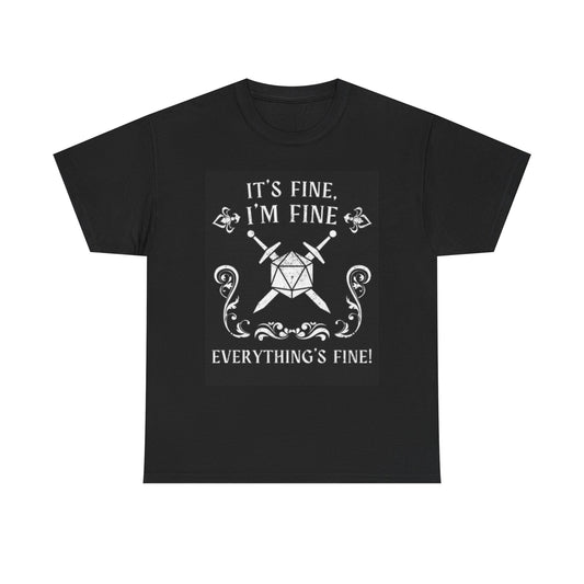 Everything's Fine Graphic T Shirt Swords Unisex Heavy Cotton Tee
