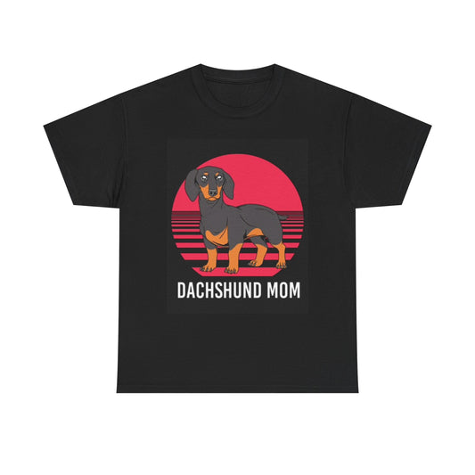 Dachshund Mom Funny Graphic T Shirt Dogs Unisex Heavy Cotton Tee