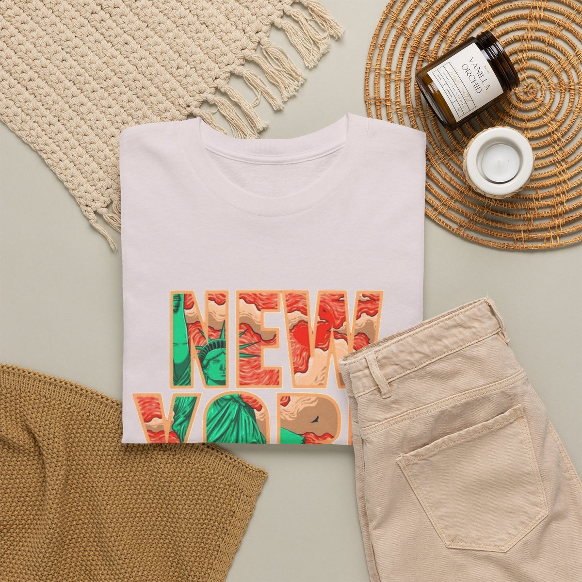 New York City Art Graphic T Shirt Men's Retro Heavy Cotton Tee