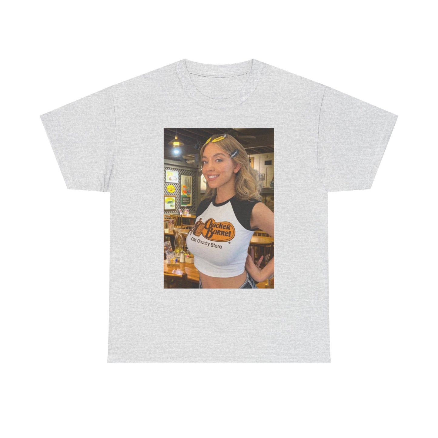 Sydney Sweeney Graphic T Shirt Cracker Barrel Funny Gift Unisex Heavy Cotton Tee