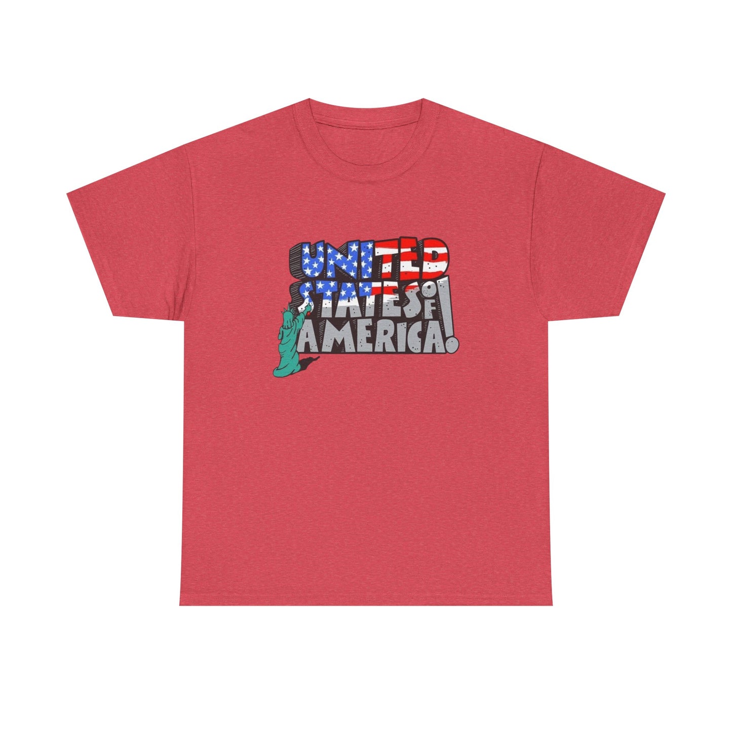 Statue Of Liberty USA Flag Graphic T Shirt Unisex NEW Heavy Cotton Tee