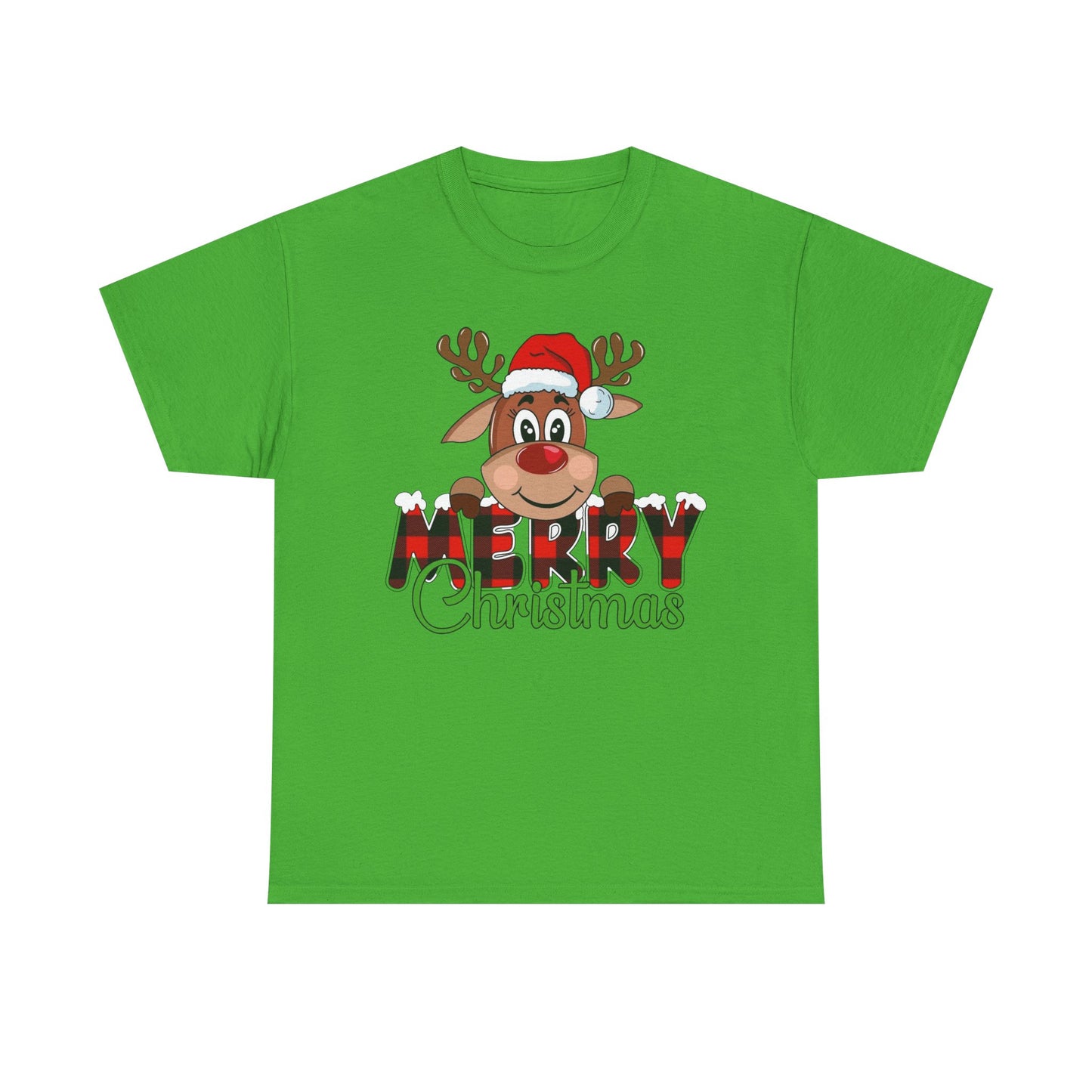 Merry Christmas Deer Cute Graphic T Shirt NEW Unisex Heavy Cotton Tee