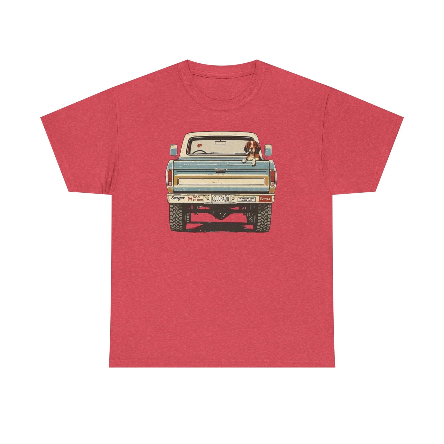 Mans Best Friend In Pickup Truck USA Graphic T Shirt NEW Unisex Heavy Cotton Tee