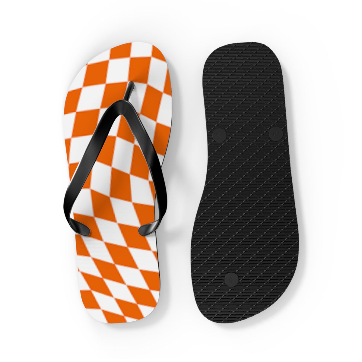 Orange Checkered Wavy Sandals, Beach Shoes, Vacation Flip Flops, Pool Slides