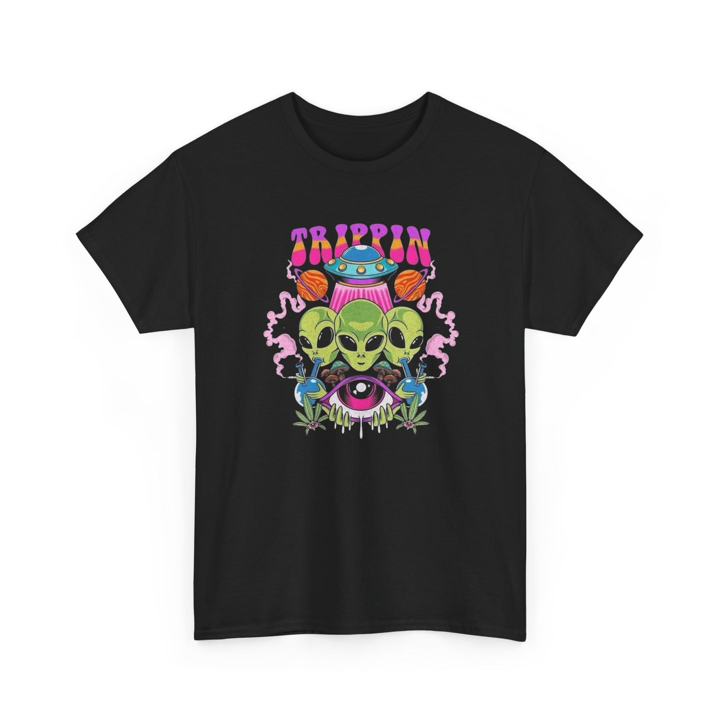Mushrooms Trippin Funny Aliens Graphic T Shirt S-5XL NEW Unisex Heavy Cotton Tee