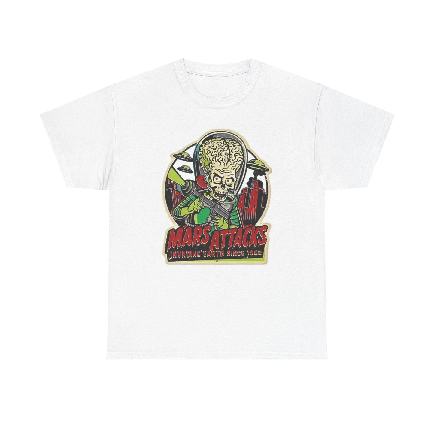 Mars Attacks Graphic T Shirt Aliens Outer Space Unisex Heavy Cotton Tee
