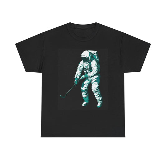 Golf In Space T Shirt Funny Graphic Astronaut Unisex Heavy Cotton Tee
