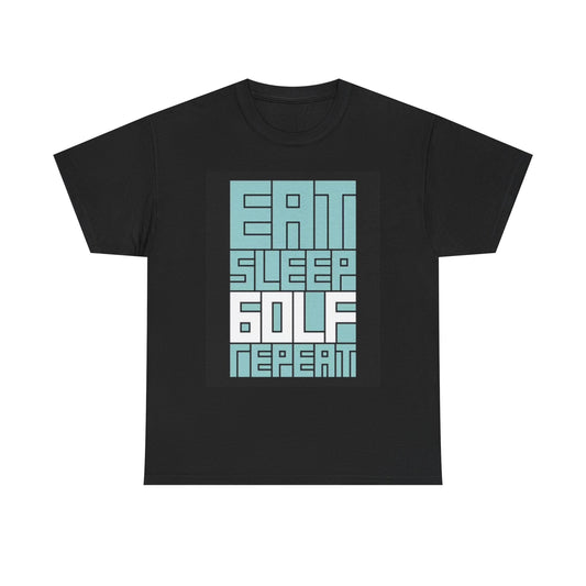 Eat Sleep Golf Repeat Graphic T Shirt Funny Golfing Unisex Heavy Cotton Tee