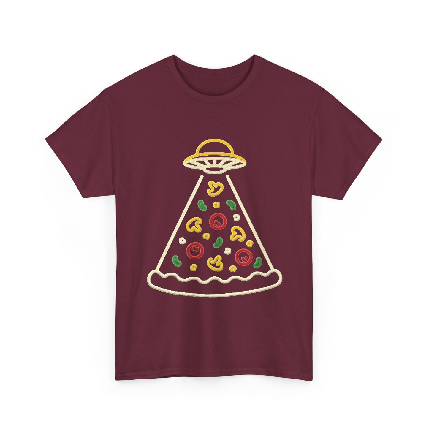 Space Pizza Shirt Funny Aliens One Bite Pizza Graphic Unisex Heavy Cotton Tee