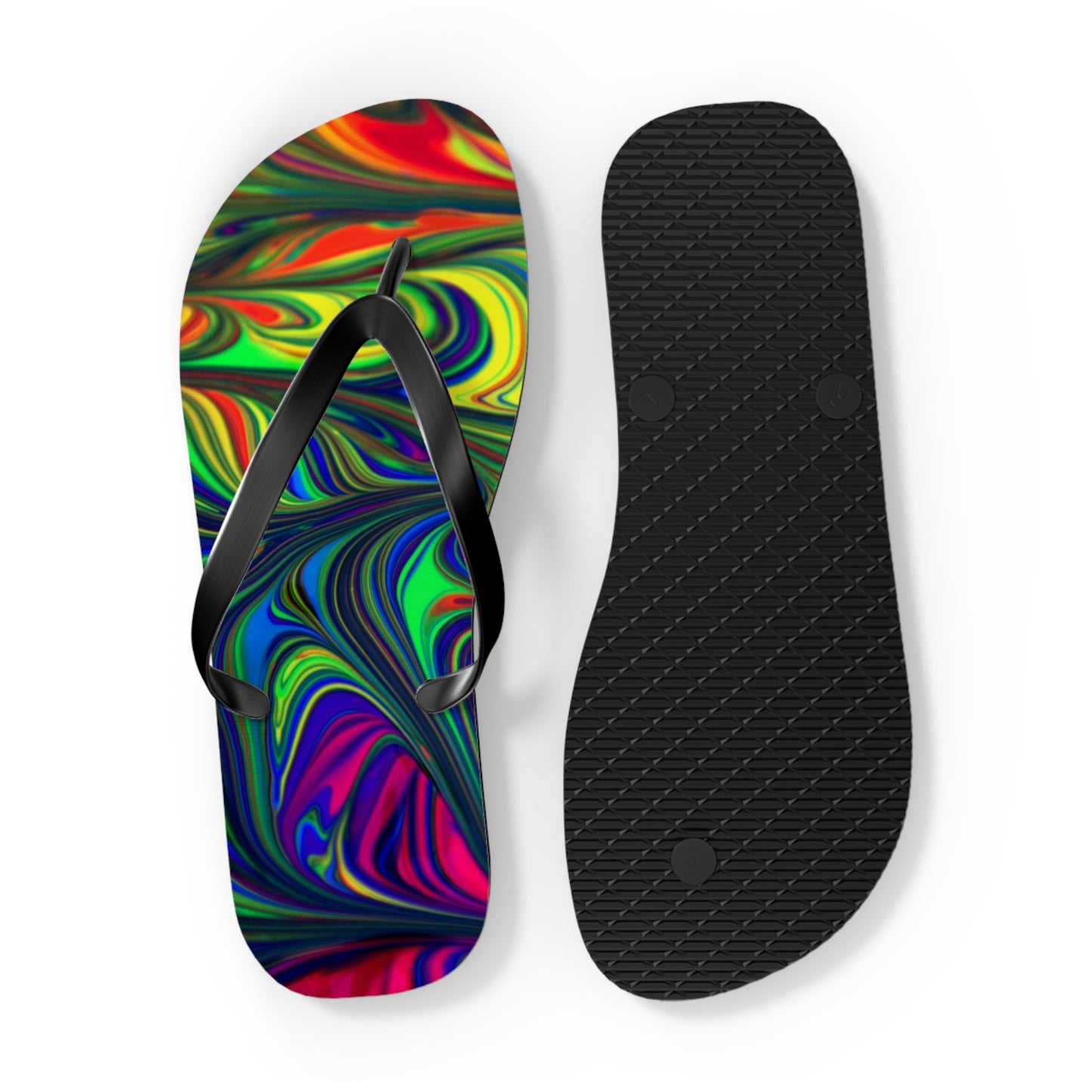 Marble Rainbow Design Flip Flops, Sandals Slides, Summer Footwear, Brand New